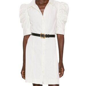 Frame White Denim Puff Sleeve Mini Dress.